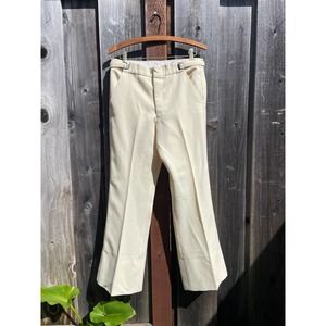 Vintage 70s Mens Roos-Atkins White Twill Pants Retro Disco